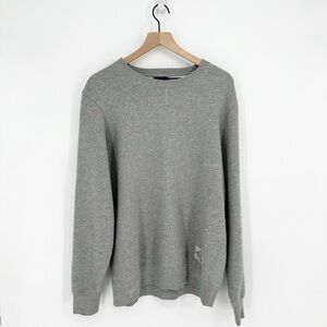 Ovadia & Sons Dune Fleece Crew Neck Sweatshirt Heather Grey Purple Men's L